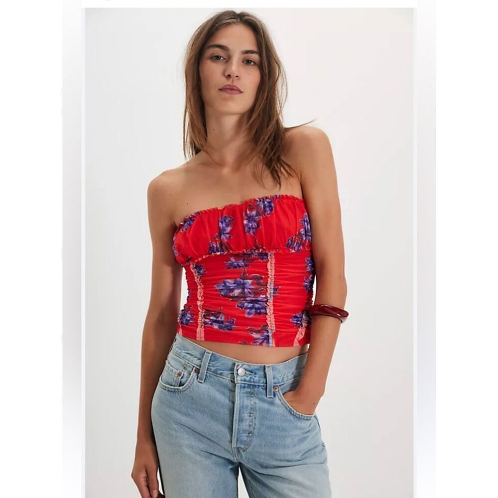 Free People Scottie Printed Tube Top in Hot Combo Color Size XS NWOT